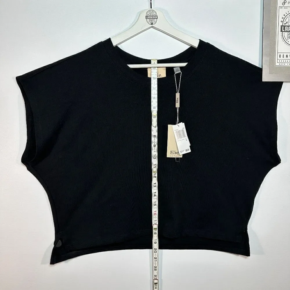 ELIE® TAHARI – SHORT-SLEEVE %100-PIMA TOP — SZ-L (NWT)